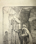 REMBRANDT VAN RIJN (1606-1669) ETCHING AND DRYPOINT TITLED THE BLINDNESS OF TOBIT: THE LARGER PLATE, 15.5IN x 16.5IN (39cm x 42cm)