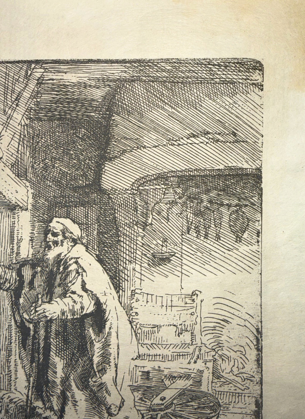 REMBRANDT VAN RIJN (1606-1669) ETCHING AND DRYPOINT TITLED THE BLINDNESS OF TOBIT: THE LARGER PLATE, 15.5IN x 16.5IN (39cm x 42cm)