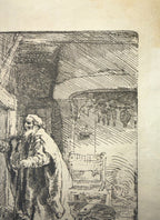 REMBRANDT VAN RIJN (1606-1669) ETCHING AND DRYPOINT TITLED THE BLINDNESS OF TOBIT: THE LARGER PLATE, 15.5IN x 16.5IN (39cm x 42cm)