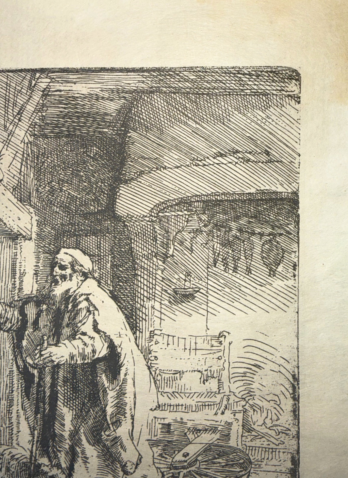 REMBRANDT VAN RIJN (1606-1669) ETCHING AND DRYPOINT TITLED THE BLINDNESS OF TOBIT: THE LARGER PLATE, 15.5IN x 16.5IN (39cm x 42cm)