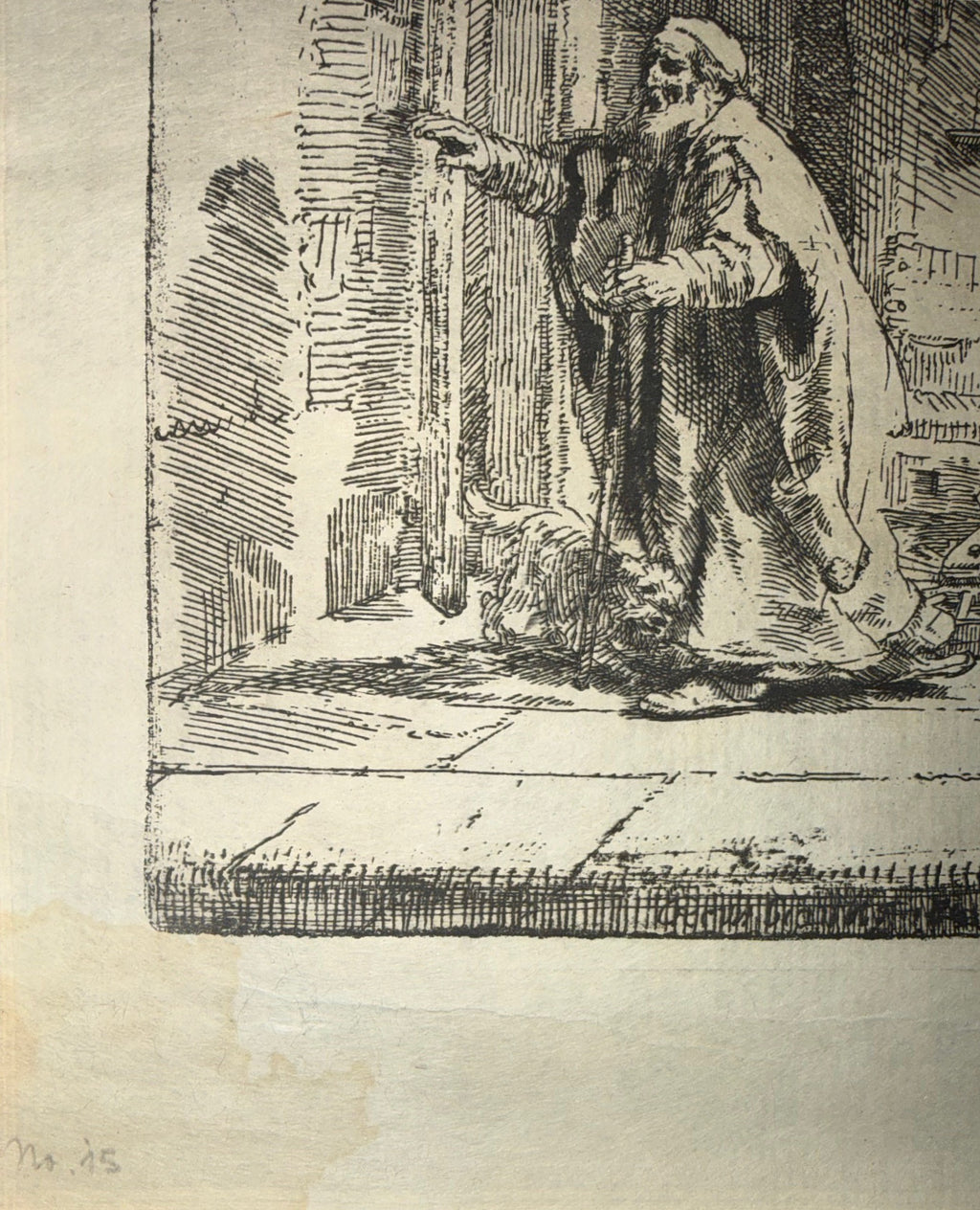 REMBRANDT VAN RIJN (1606-1669) ETCHING AND DRYPOINT TITLED THE BLINDNESS OF TOBIT: THE LARGER PLATE, 15.5IN x 16.5IN (39cm x 42cm)