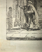 REMBRANDT VAN RIJN (1606-1669) ETCHING AND DRYPOINT TITLED THE BLINDNESS OF TOBIT: THE LARGER PLATE, 15.5IN x 16.5IN (39cm x 42cm)