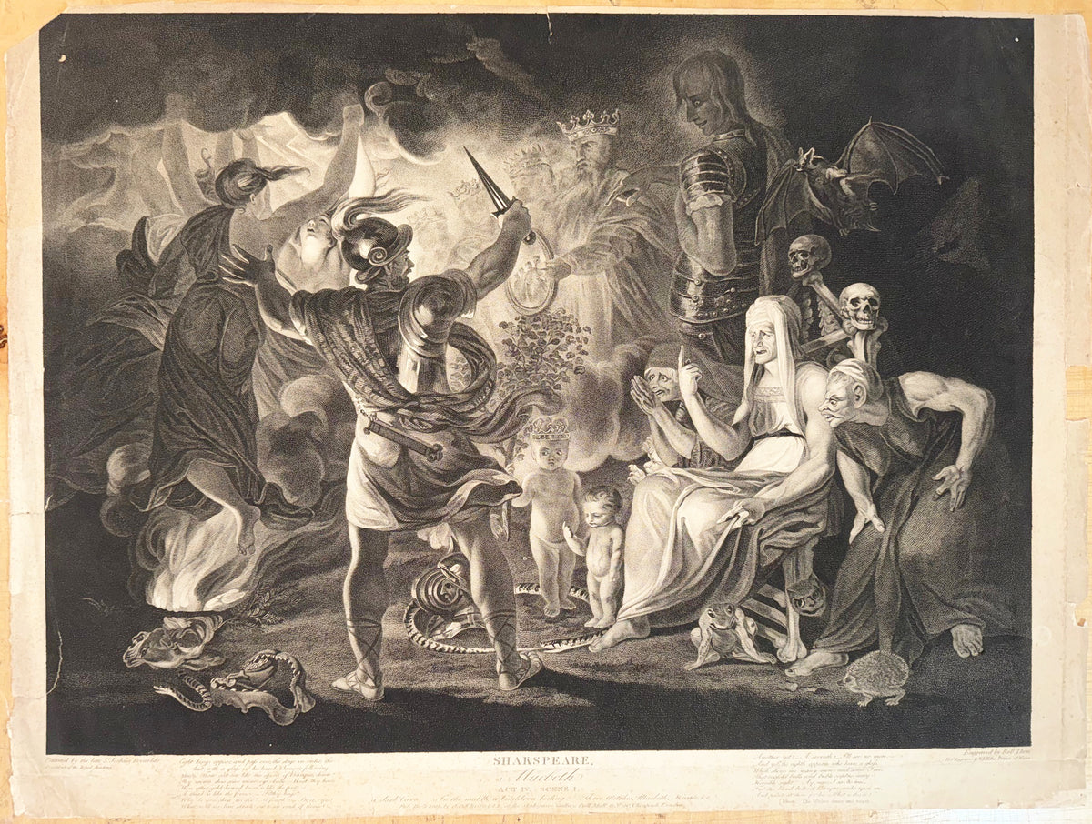 SHAKESPREARE MACBETH, ROBERT THEW (1758-1802) AFTER SIR JOSHUA REYNOLDS (1723-1792) FROM BOYDELL SHAKESPEARE GALLERY ENGRAVING, 1802, 25IN x 30.5IN (64cm x 77cm)