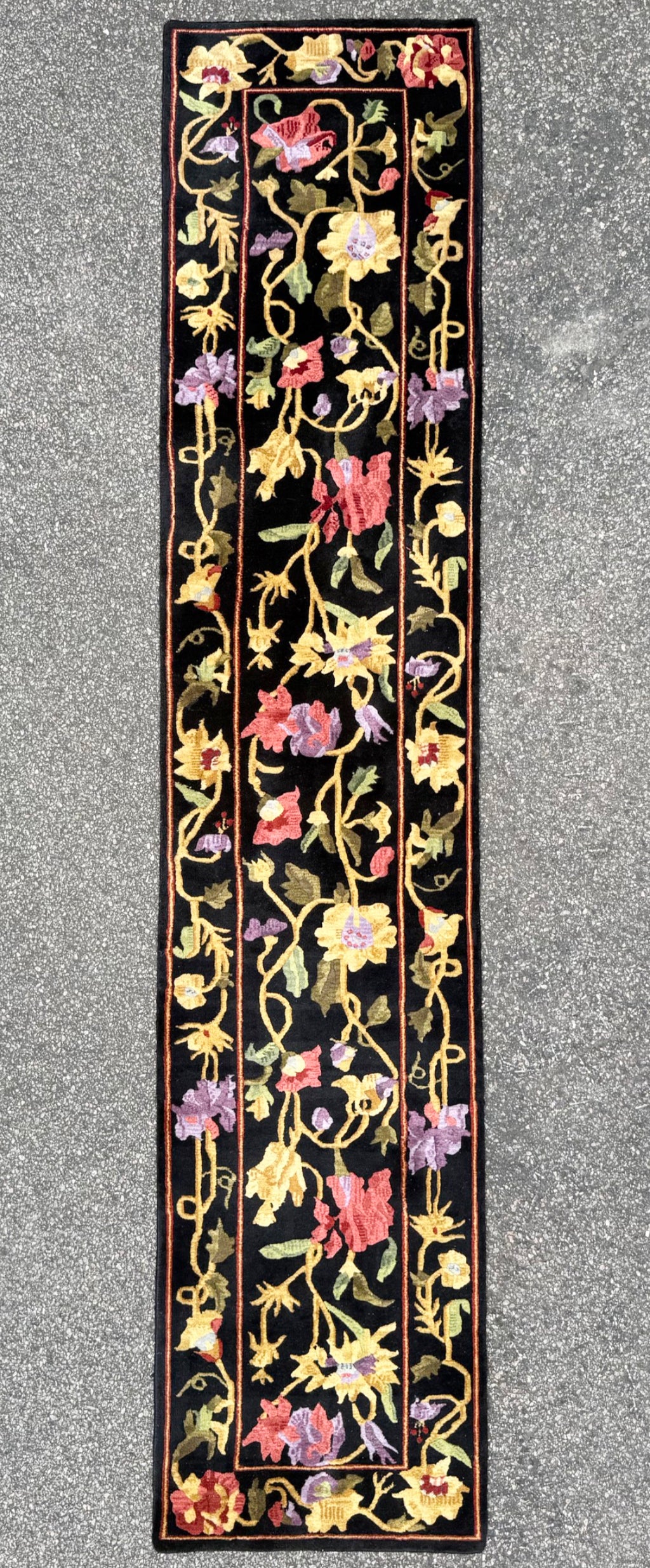 SAVONNERIE STYLE HAND KNOTTED RUNNER, 2.7 x 11.11 (79cm x 363cm)