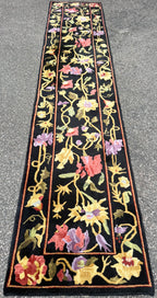 SAVONNERIE STYLE HAND KNOTTED RUNNER, 2.7 x 11.11 (79cm x 363cm)