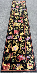 SAVONNERIE STYLE HAND KNOTTED RUNNER, 2.7 x 11.11 (79cm x 363cm)