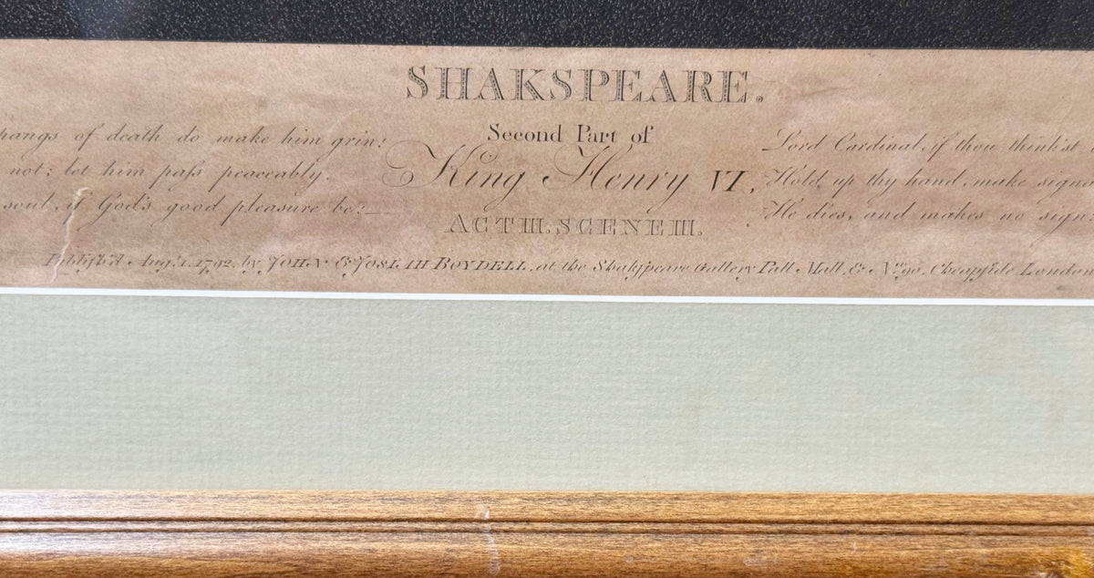 SHAKESPREARE HENRY VI, CAROLINE WATSON (1760-1814) AFTER SIR JOSHUA REYNOLDS (1723-1792) FROM BOYDELL SHAKESPEARE GALLERY ENGRAVING, 1792, 24IN x 28.5IN (61cm x 72cm)