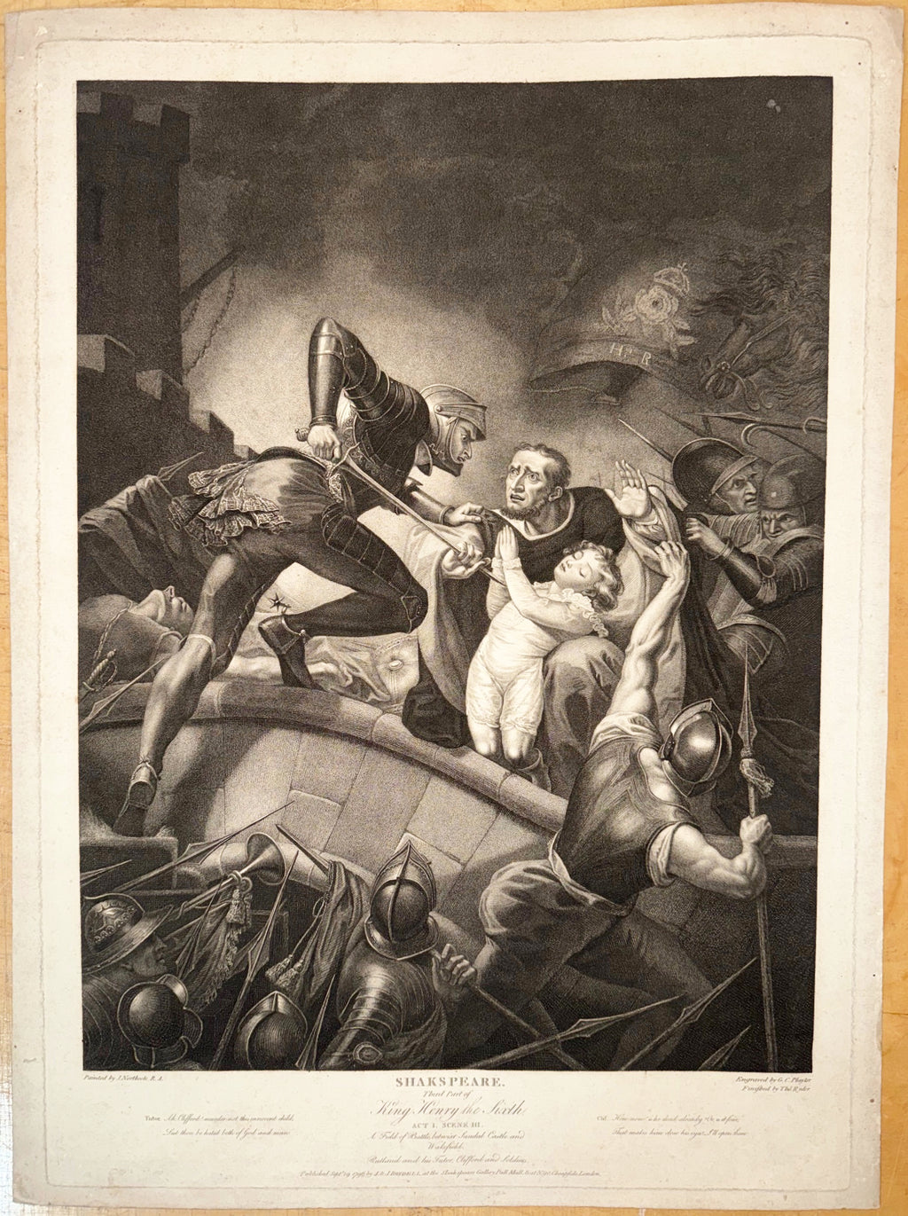 SHAKESPREARE HENRY VI, ENGRAVED BY GEORGE C. PLAYTER (LATE 18th CENTURY) AFTER JAMES NORTHCOTE (1746-1831) FROM BOYDELL SHAKESPEARE GALLERY ENGRAVING, 1796, 24IN x 28.5IN (61cm x 72cm)