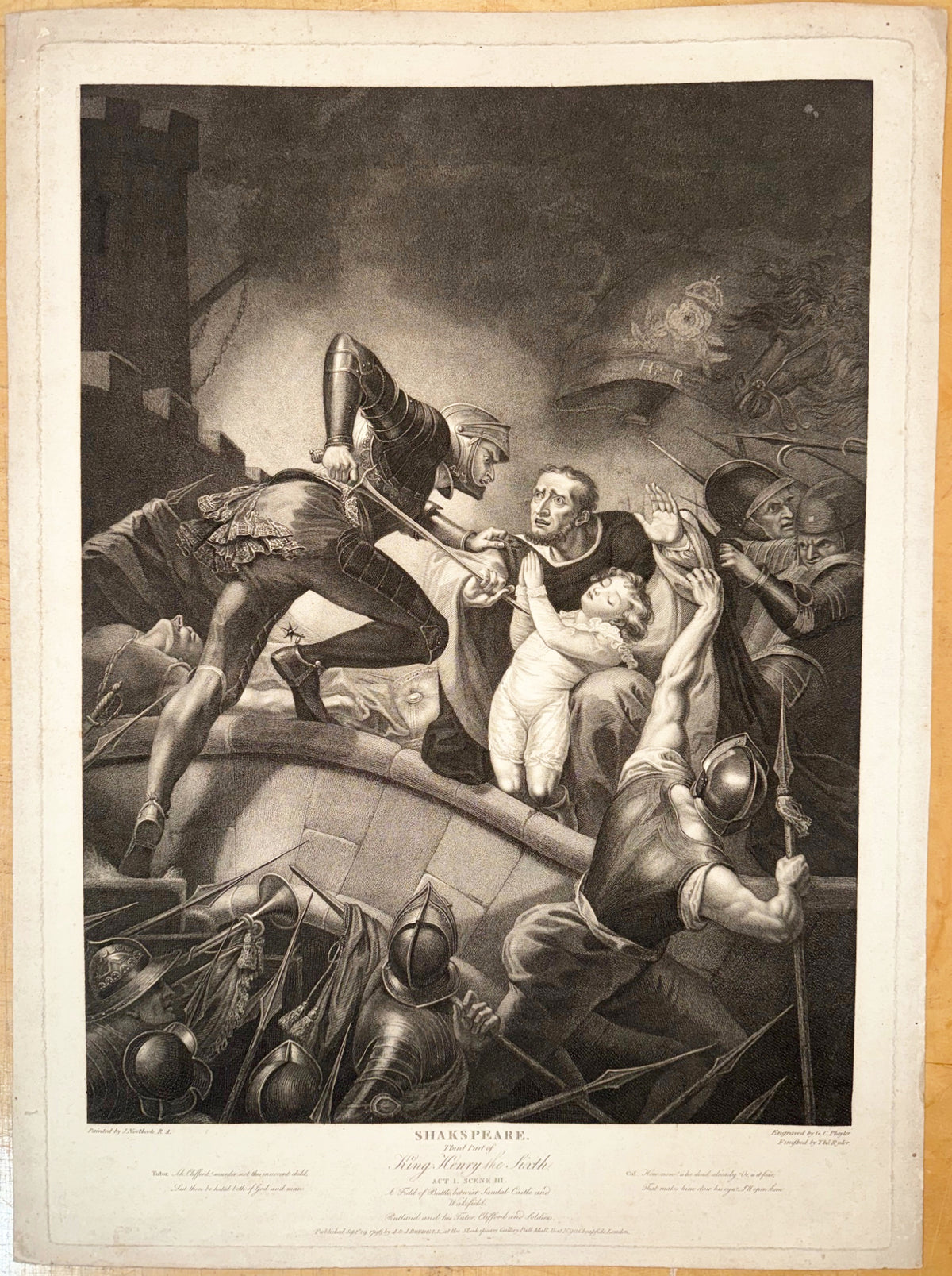 SHAKESPREARE HENRY VI, ENGRAVED BY GEORGE C. PLAYTER (LATE 18th CENTURY) AFTER JAMES NORTHCOTE (1746-1831) FROM BOYDELL SHAKESPEARE GALLERY ENGRAVING, 1796, 24IN x 28.5IN (61cm x 72cm)
