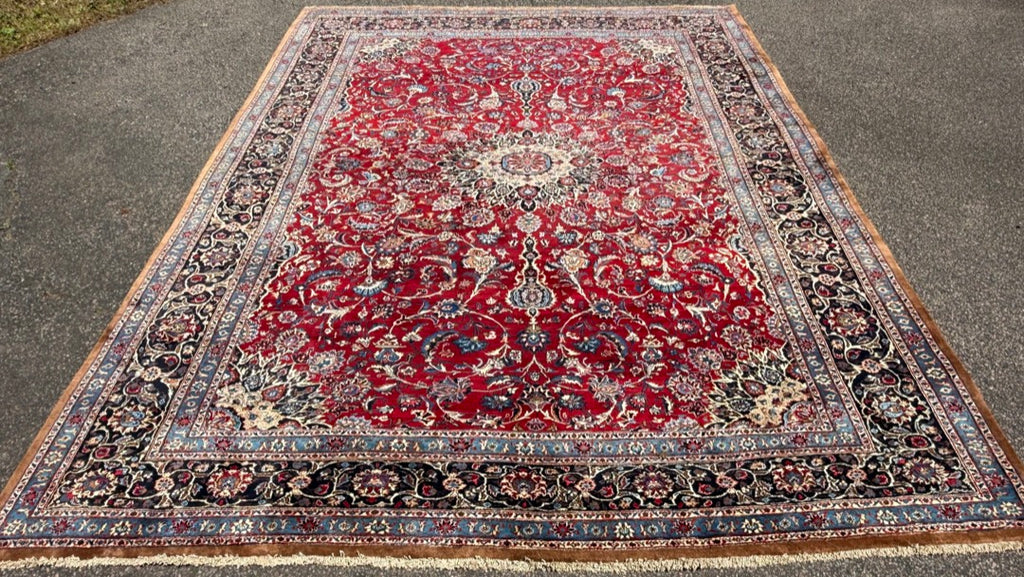 VINTAGE PERSIAN MASHAD HAND KNOTTED RUG, 9.7 x 13.0 (292cm x 396cm)