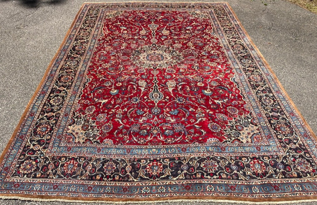 VINTAGE PERSIAN MASHAD HAND KNOTTED RUG, 9.7 x 13.0 (292cm x 396cm)