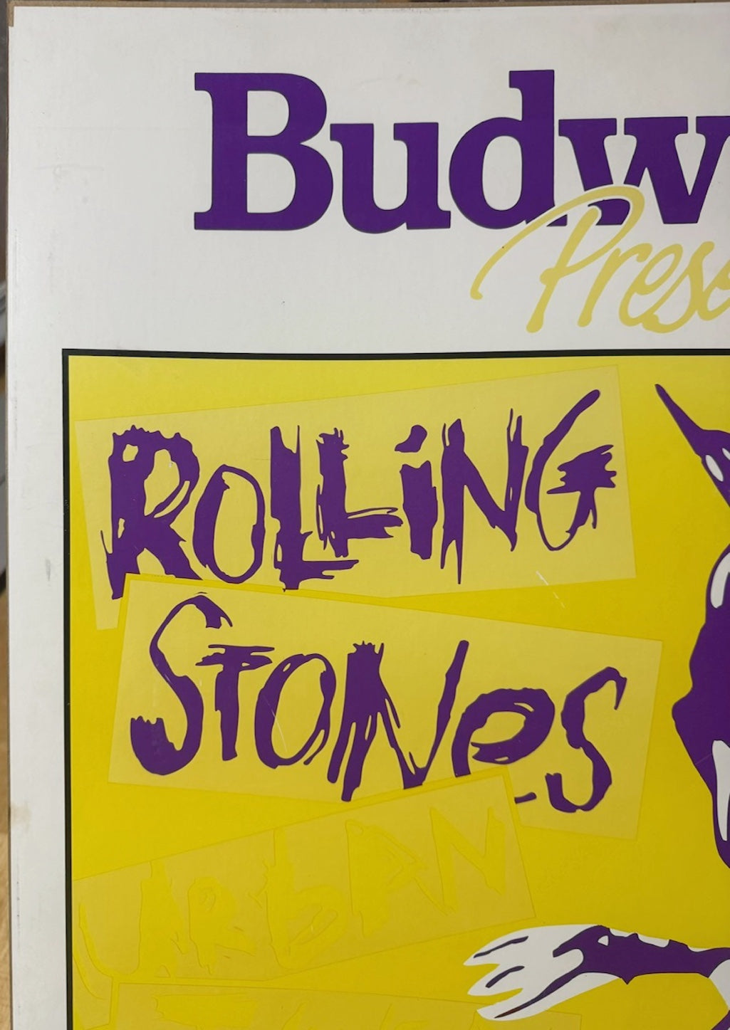 VINTAGE 1990 ROLLING STONES URBAN JUNGLE EUROPE GOTEBORG CONCERT POSTER, BUDWEISER, TDK, 35IN x 41IN (89cm x 104cm)