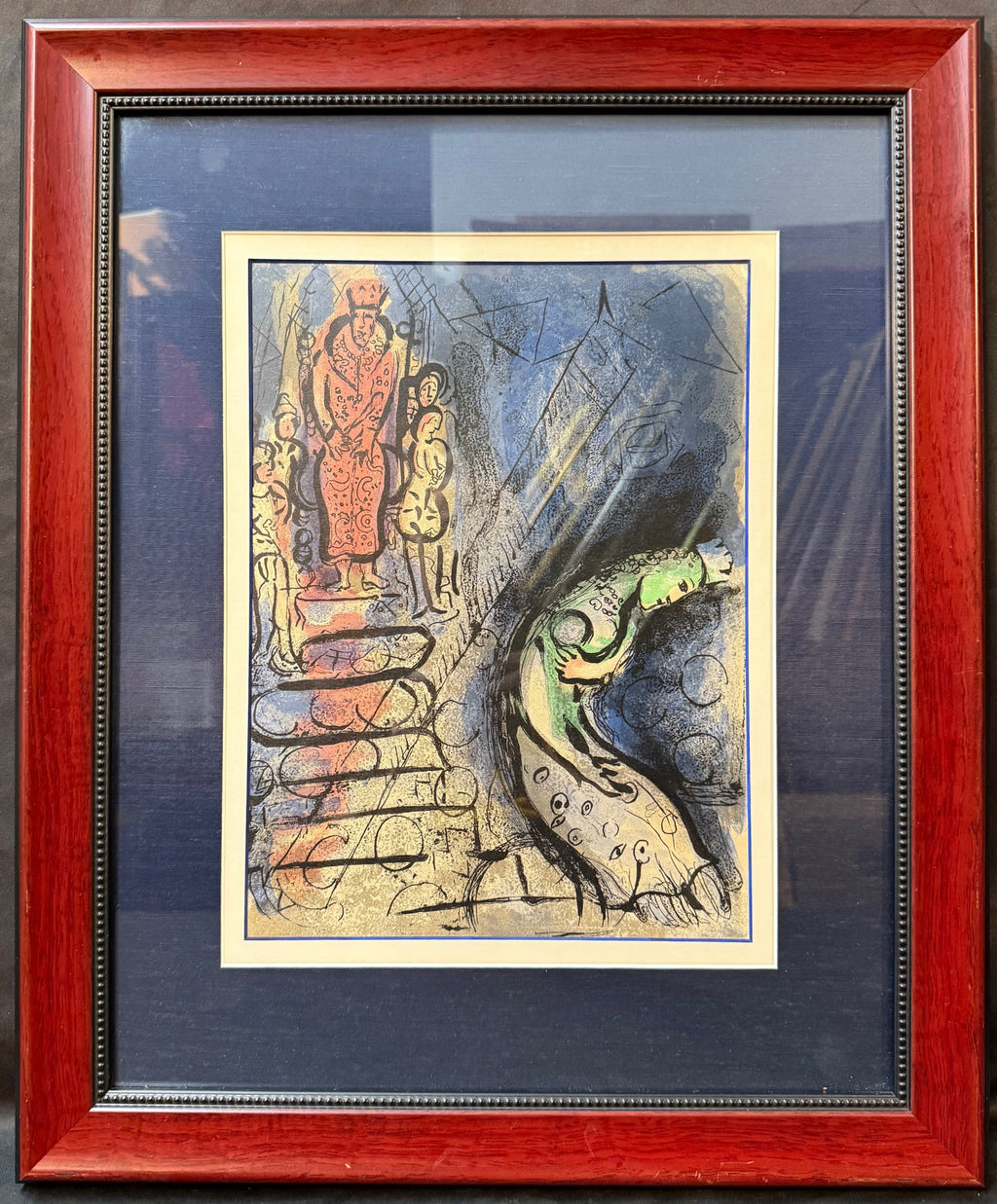 MARC CHAGALL (1887-1985) ORIGINAL LITHOGRAPH TITLED AHASUERUS SENDS VASHTI AWAY, 19.5IN x 23.5IN (50cm x 60cm)