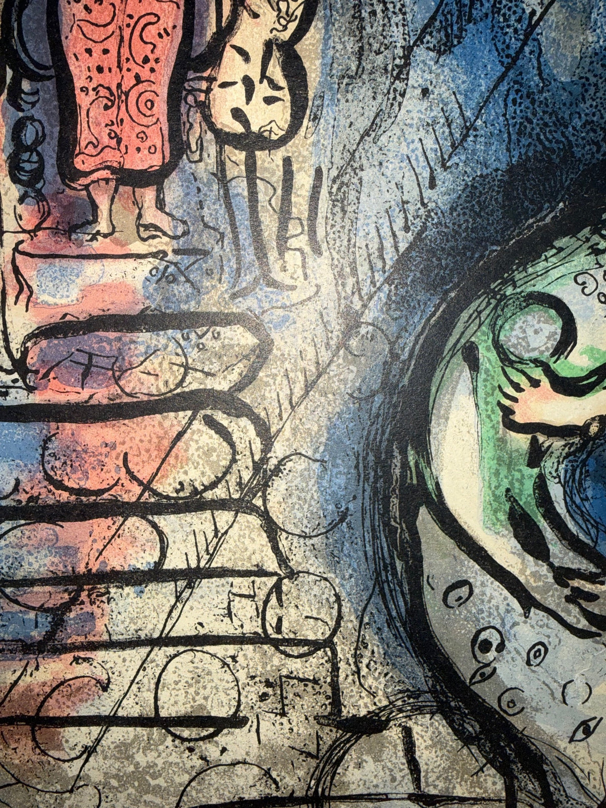 MARC CHAGALL (1887-1985) ORIGINAL LITHOGRAPH TITLED AHASUERUS SENDS VASHTI AWAY, 19.5IN x 23.5IN (50cm x 60cm)