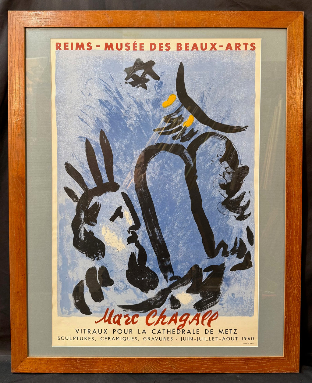 MARC CHAGALL (1887-1985) ORIGINAL EXHIBITION POSTER FOR THE MUSEE DES BEAUX ARTS IN REIMS, 29IN x 36IN (74cm x 91cm)