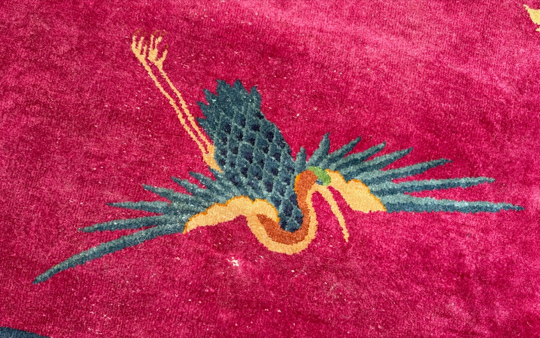 MANSION ANTIQUE CHINESE NICHOLS ART DECO HAND-KNOTTED RUG, MAGENTA FIELD, 1920S, 10.11 x 18.6 (333cm x 564cm)