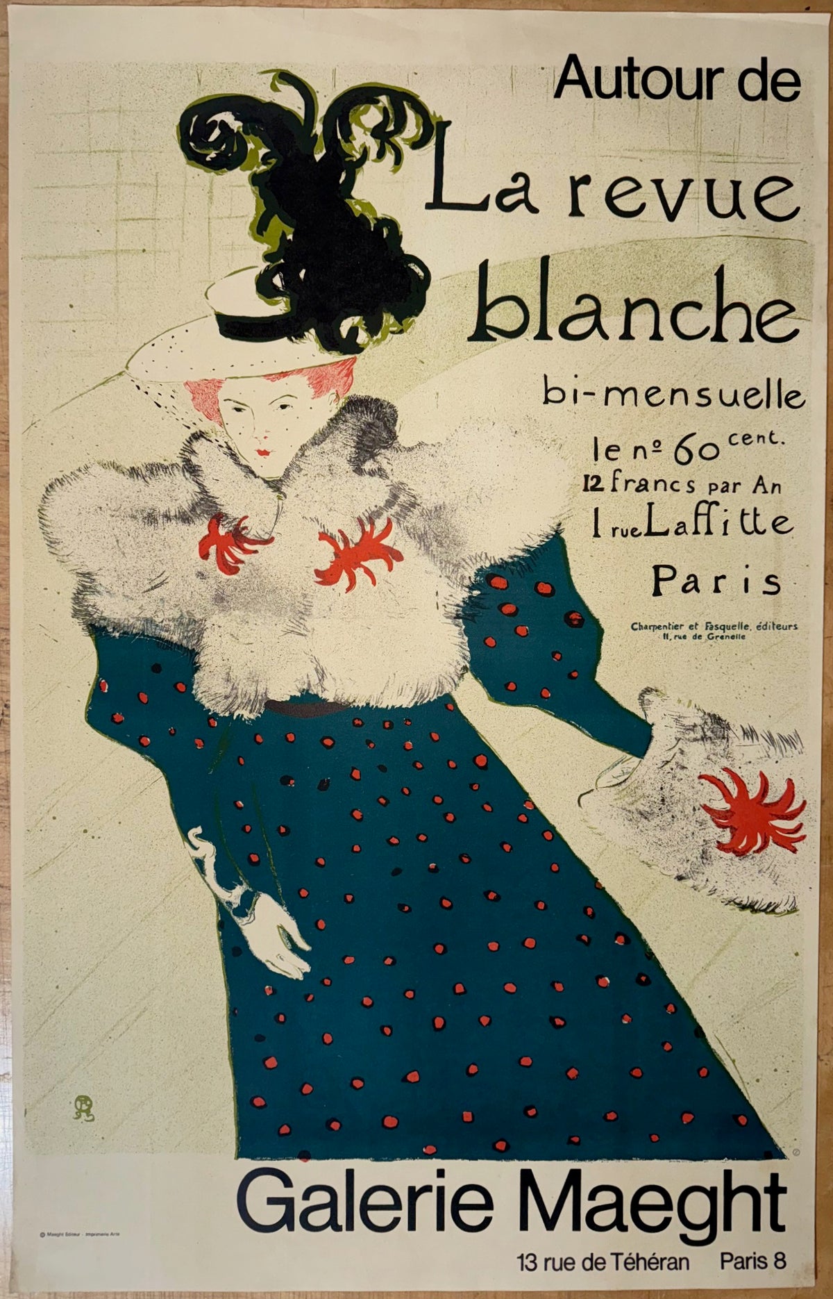 HENRI DE TOULOUSE-LAUTREC (1864-1901) ORIGINAL ART EXHIBITION POSTER FOR GALERIE MAEGHT, 29.5IN x 39IN (75cm x 99cm)