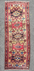 ANTIQUE PERSIAN KARABAGH HAND KNOTTED RUNNER, 3.5 x 10.6 (104cm x 320cm)