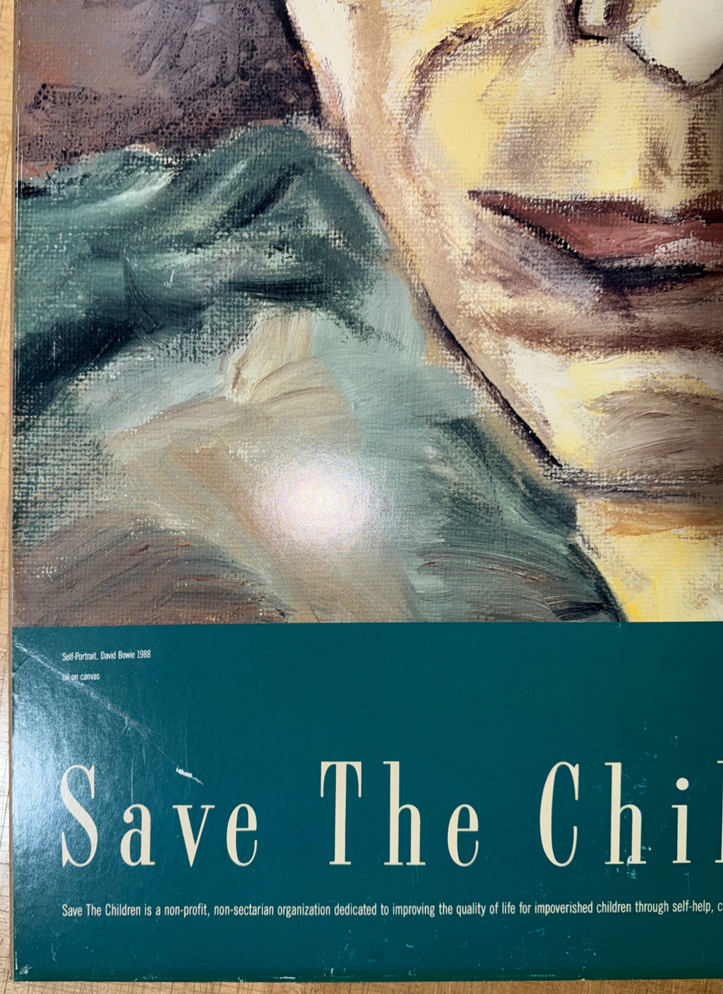 DAVID BOWIE 1988 SAVE THE CHILDREN VINTAGE CHARITY POSTER, BOWIE SELF-PORTRAIT, 34.5IN x 40.5 IN (88cm x 103cm)