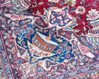 SIGNED PERSIAN KASHMAR CARPET, PICTORIAL VASE & BIRD DESIGN, RED FIELD HAND KNOTTED RUG, 9.3 x 12.0 (282cm x 366cm)