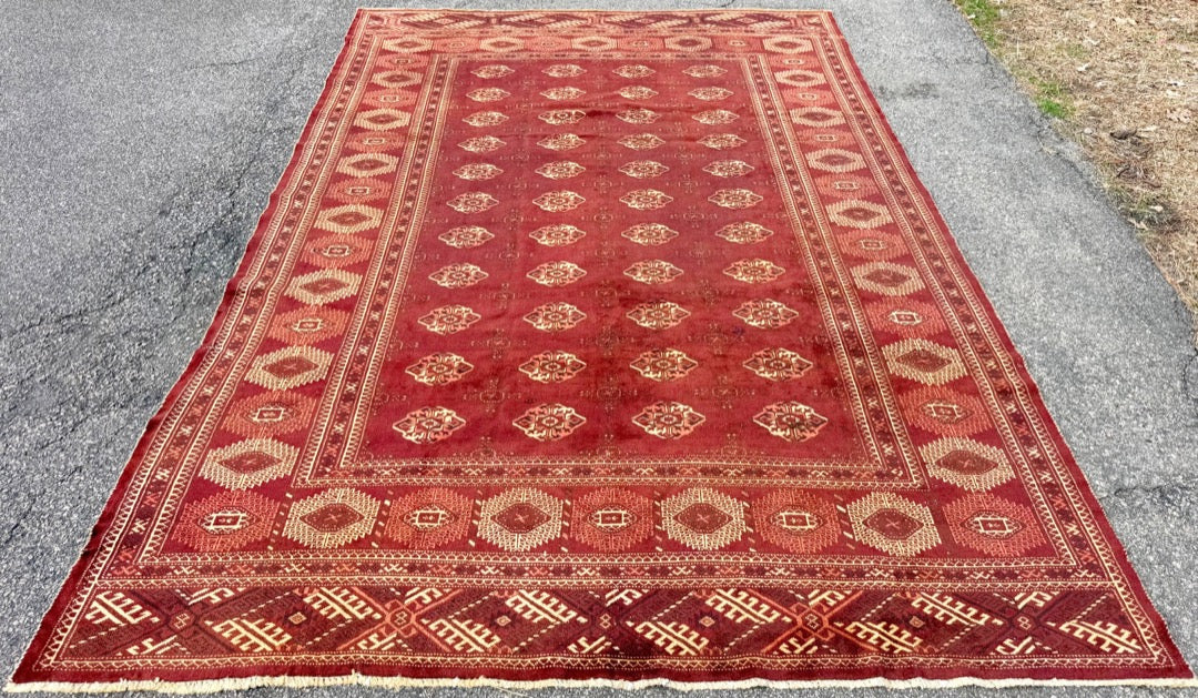 VINTAGE BUKHARA HAND KNOTTED RUG, 8.0 x 12.3 (244cm x 373cm)