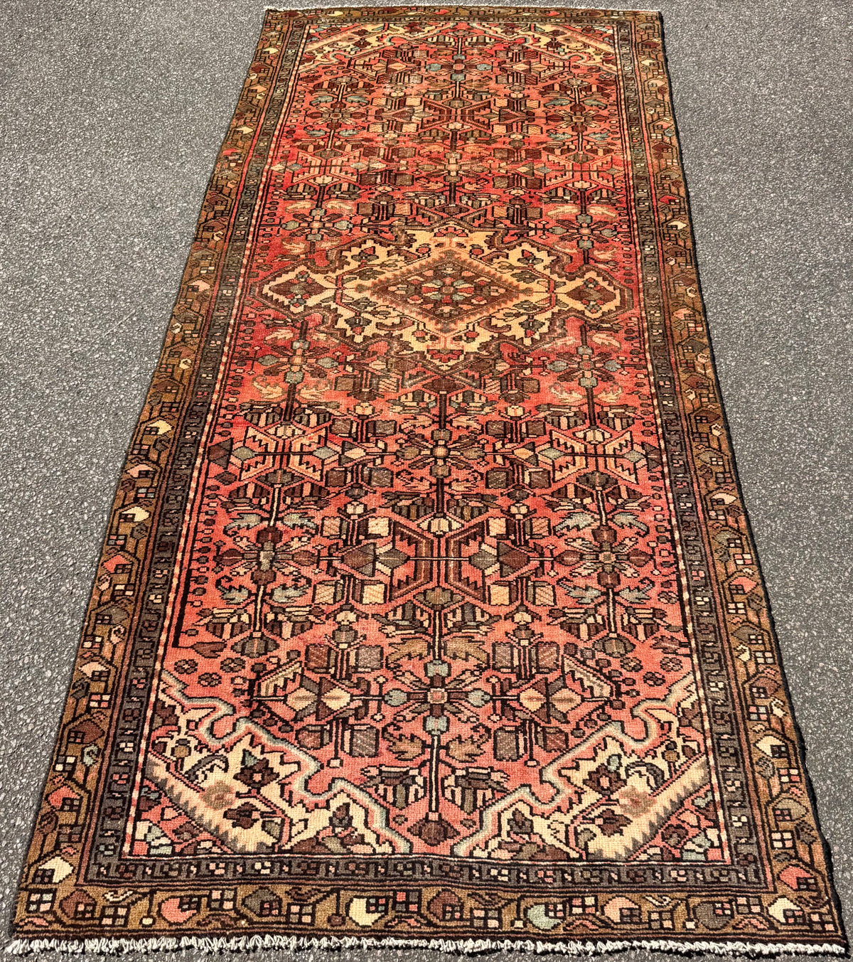ANTIQUE PERSIAN HAMADAN HAND KNOTTED RUNNER, 4.4 x 9.6 (132cm x 290cm)