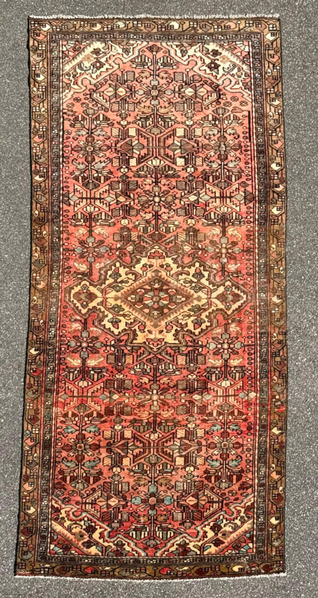 ANTIQUE PERSIAN HAMADAN HAND KNOTTED RUNNER, 4.4 x 9.6 (132cm x 290cm)