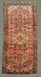 ANTIQUE PERSIAN HAMADAN HAND KNOTTED RUNNER, 4.4 x 9.6 (132cm x 290cm)
