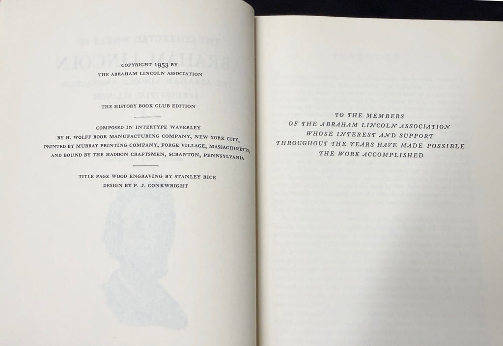 THE COLLECTED WORKS OF ABRAHAM LINCOLN BY ROY P. BASLER, 9 VOLUMES, 1953–1955