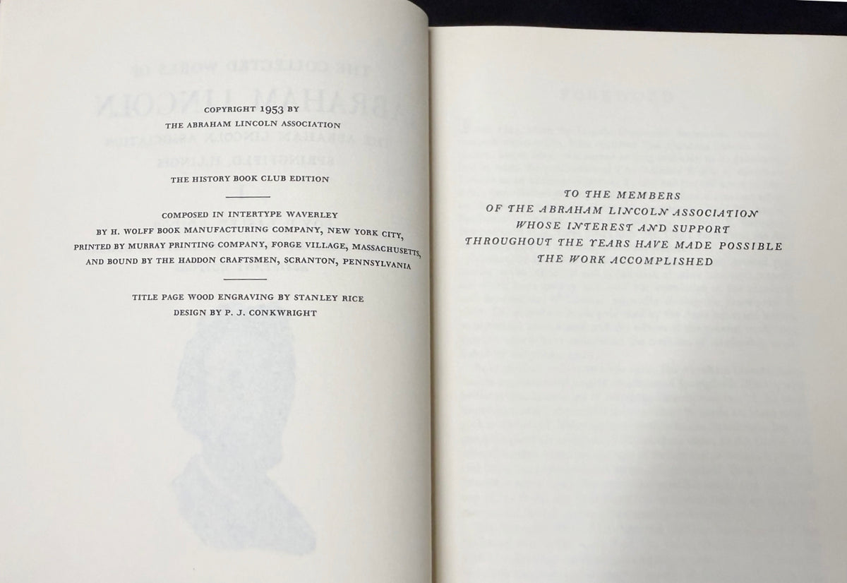 THE COLLECTED WORKS OF ABRAHAM LINCOLN BY ROY P. BASLER, 9 VOLUMES, 1953–1955