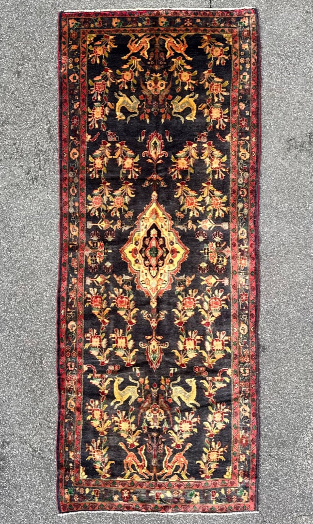 ANTIQUE PERSIAN MEHRABAN PICTORIAL HAND KNOTTED RUNNER, 4.2 x 10.7 (127cm x 323cm)