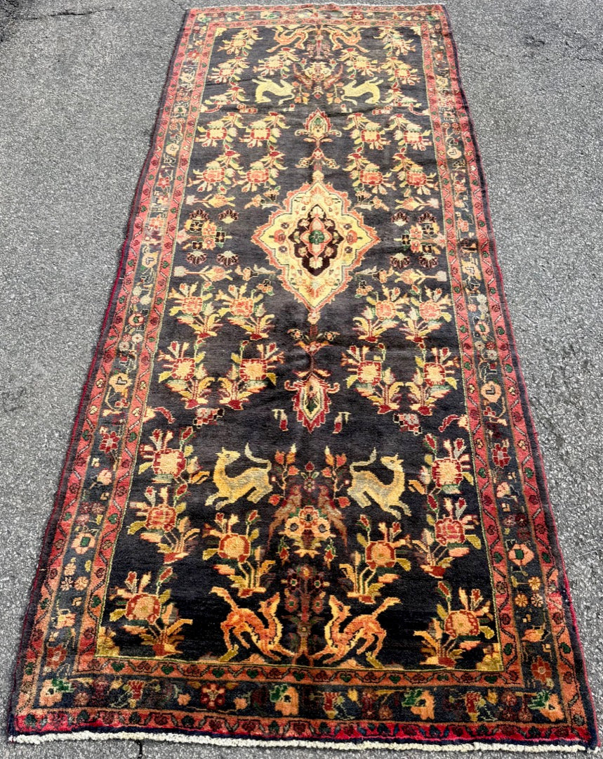ANTIQUE PERSIAN MEHRABAN PICTORIAL HAND KNOTTED RUNNER, 4.2 x 10.7 (127cm x 323cm)