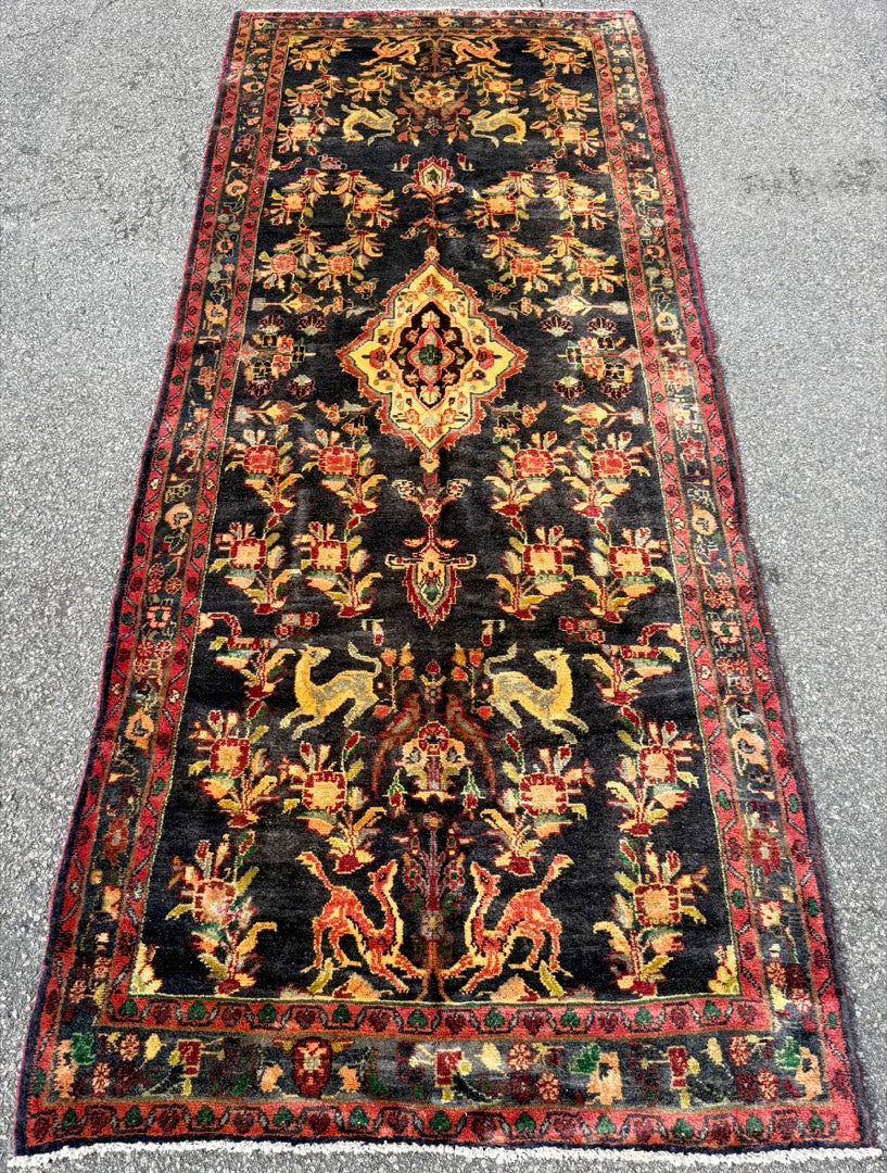 ANTIQUE PERSIAN MEHRABAN PICTORIAL HAND KNOTTED RUNNER, 4.2 x 10.7 (127cm x 323cm)