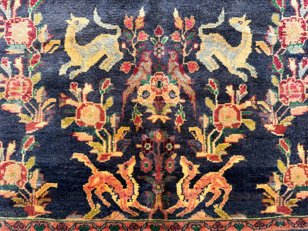 ANTIQUE PERSIAN MEHRABAN PICTORIAL HAND KNOTTED RUNNER, 4.2 x 10.7 (127cm x 323cm)