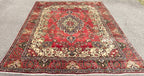 LARGE VINTAGE PERSIAN TABRIZ MEDALLION RUG, IVORY & CRIMSON FIELD, HAND KNOTTED, 9.9 x 12.9 (297cm x 389cm)