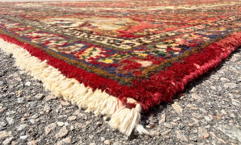 LARGE VINTAGE PERSIAN TABRIZ MEDALLION RUG, IVORY & CRIMSON FIELD, HAND KNOTTED, 9.9 x 12.9 (297cm x 389cm)