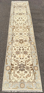 OUSHAK HAND KNOTTED RUNNER, NEW, 2.7 x 11.8 (79cm x 356cm)