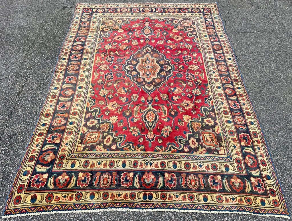 ANTIQUE PERSIAN MASHAD HAND KNOTTED RUG, 6.4 x 9.4 (193cm x 284cm)