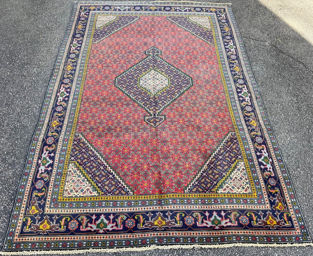 VINTAGE PERSIAN MAHI HERATI HAND KNOTTED RUG, 6.3 x 9.2 (191cm x 279cm)