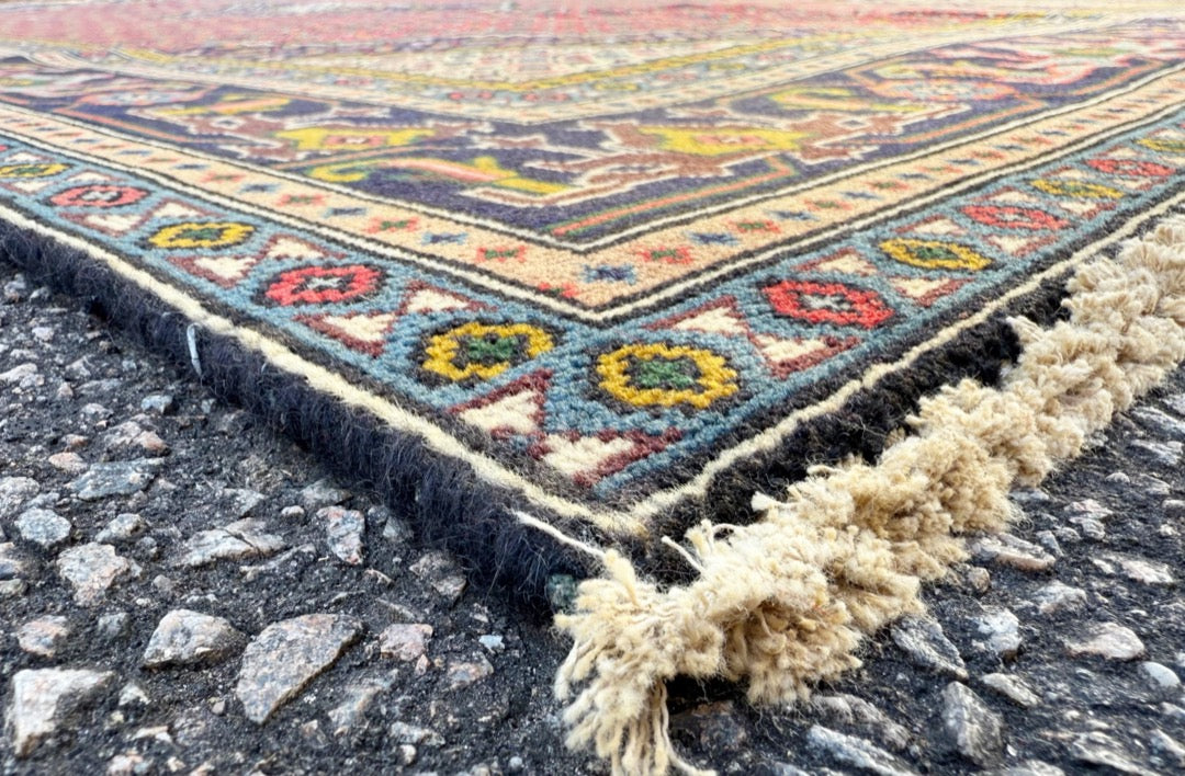 VINTAGE PERSIAN MAHI HERATI HAND KNOTTED RUG, 6.3 x 9.2 (191cm x 279cm)