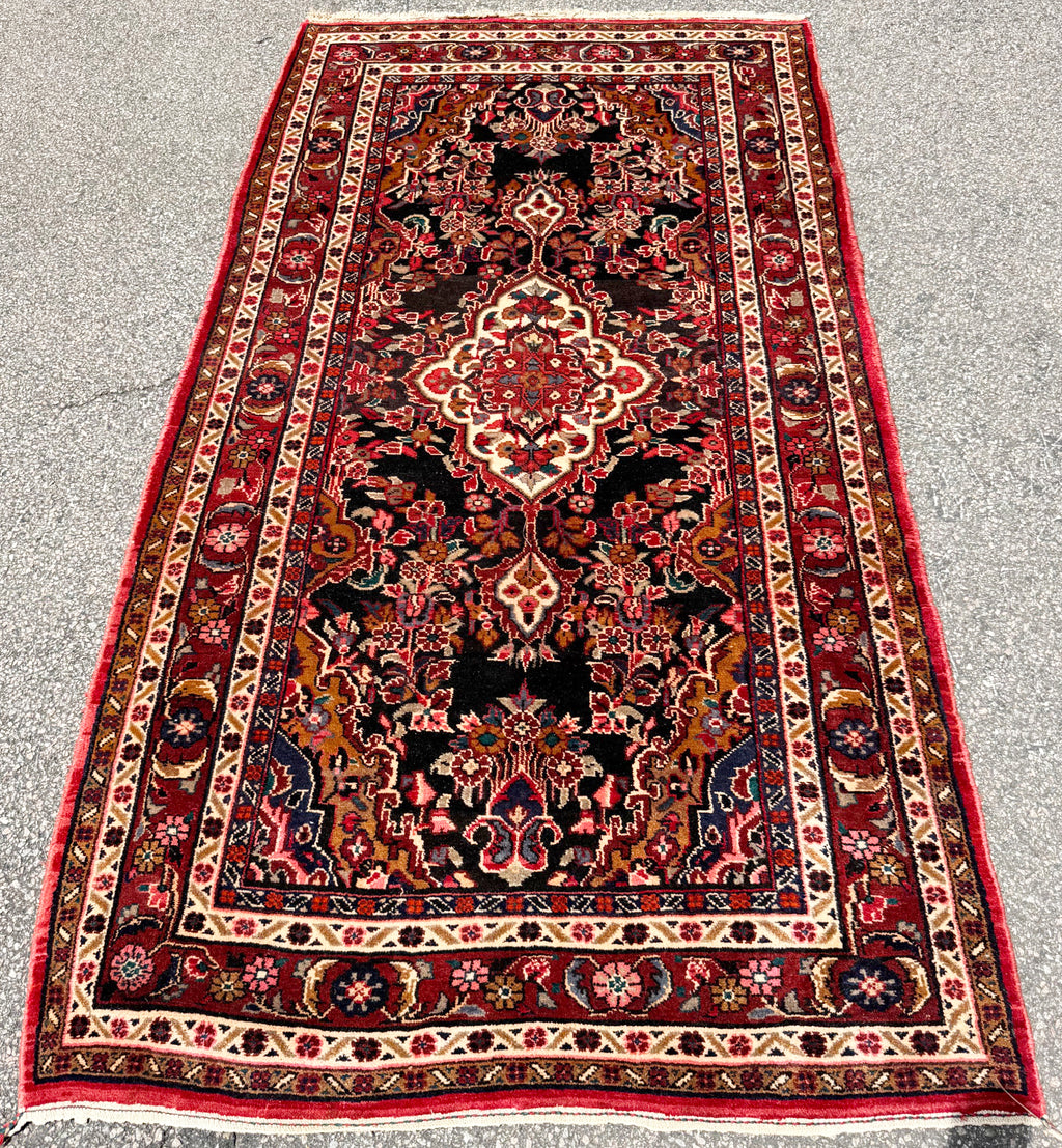 ANTIQUE PERSIAN HERIZ HAND KNOTTED RUG, 4.6 x 9.0 (137cm x 274cm)