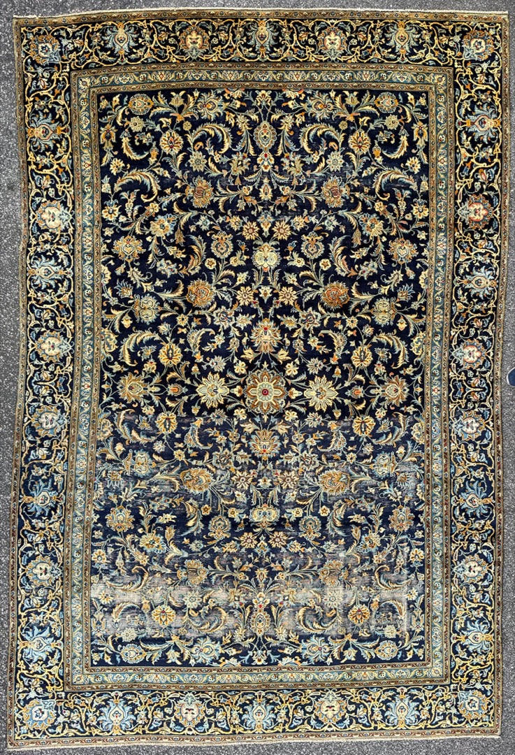 ANTIQUE PERSIAN KASHAN HAND KNOTTED RUG, 7.11 x 12.0 (241cm x 366cm)