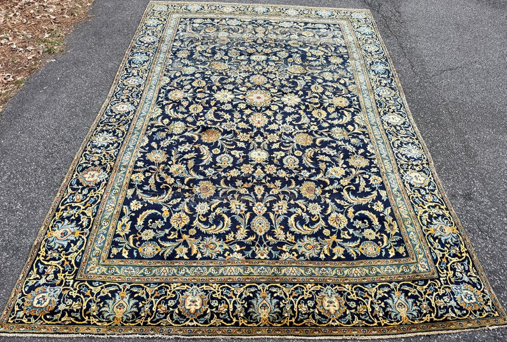 ANTIQUE PERSIAN KASHAN HAND KNOTTED RUG, 7.11 x 12.0 (241cm x 366cm)