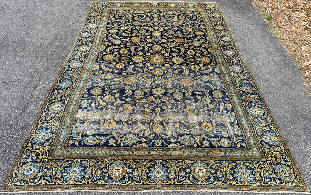 ANTIQUE PERSIAN KASHAN HAND KNOTTED RUG, 7.11 x 12.0 (241cm x 366cm)
