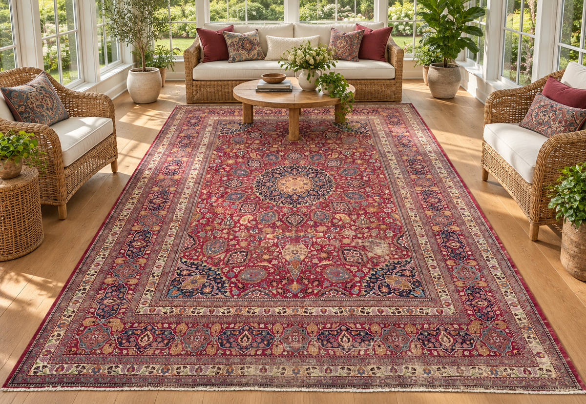 ANTIQUE MANSION PERSIAN KHORASAN HAND KNOTTED RUG, 11.9 x 18.9 (358cm x 546cm)