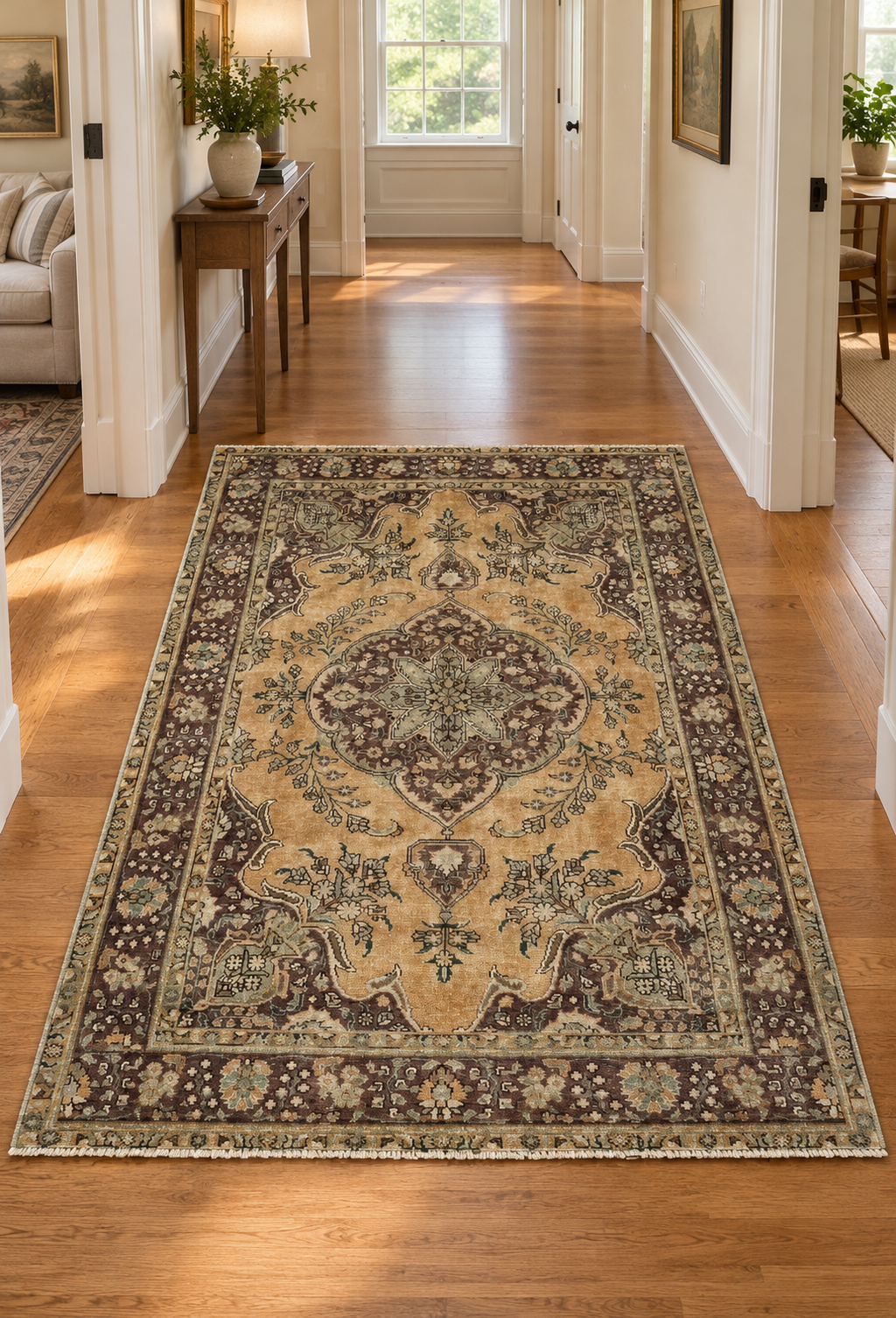 ANTIQUE PERSIAN TABRIZ HAND KNOTTED RUG, 6.5 x 10.0 (196cm x 305cm)