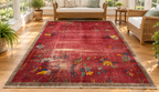 ANTIQUE CHINESE NICHOLS ART DECO HAND-KNOTTED RUG, 1920S SLIGHTLY DISTRESSED, 8.10 x 11.9 (269cm x 358cm)