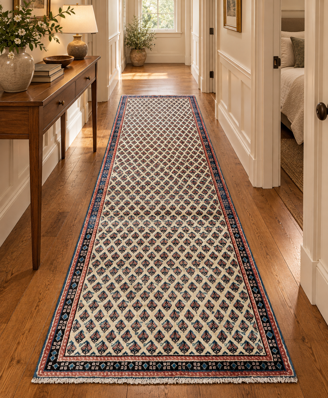 VINTAGE PERSIAN SARABAND MIR HAND KNOTTED RUNNER, 3.10 x 10.0 (117cm x 305cm)