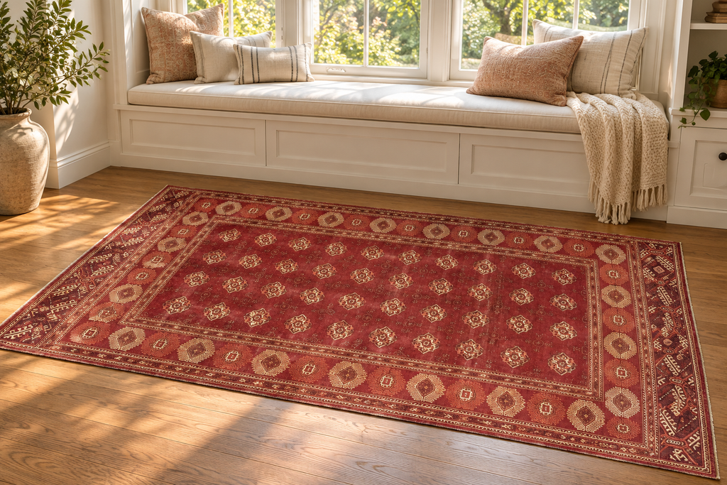 VINTAGE BUKHARA HAND KNOTTED RUG, 8.0 x 12.3 (244cm x 373cm)