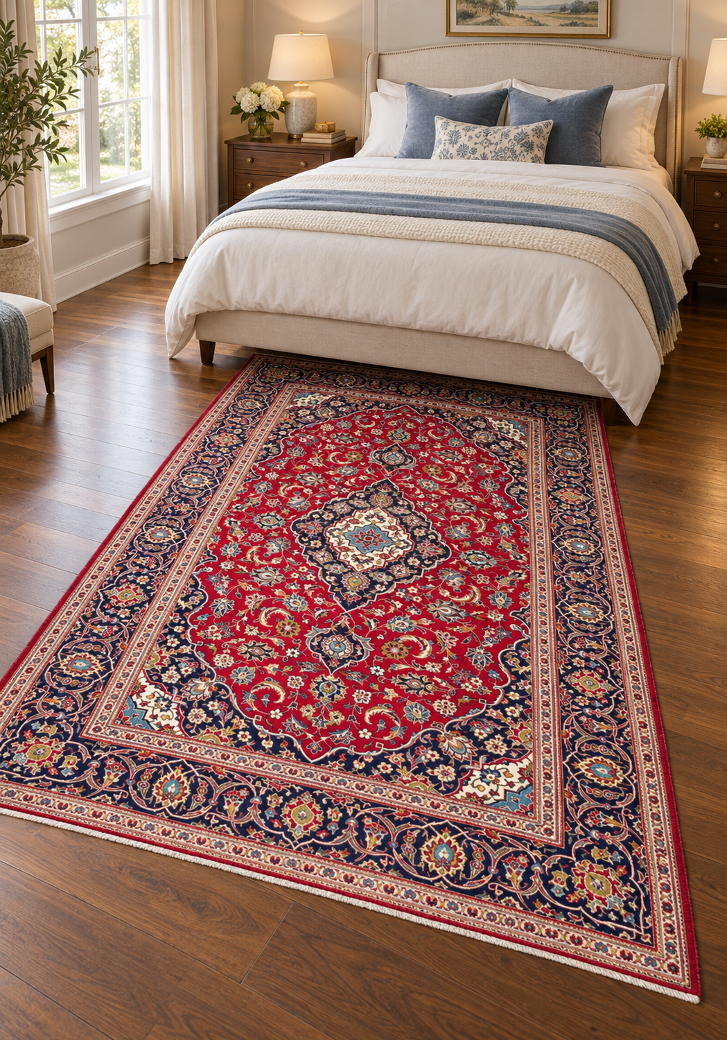 VINTAGE PERSIAN KASHAN HAND KNOTTED RUG, 8.0 x 11.4 (244cm x 345cm)